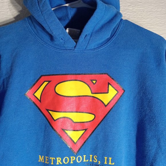 Vintage 90s Superman Metropolis, Illinois 1998 Hoodie Sweatshirt - Picture 5 of 5